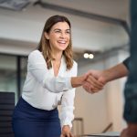 6 Sales Techniques Every Job Seeker Should Know Happy,Mid,Aged,Business,Woman,Manager,Handshaking,Greeting,Client,In