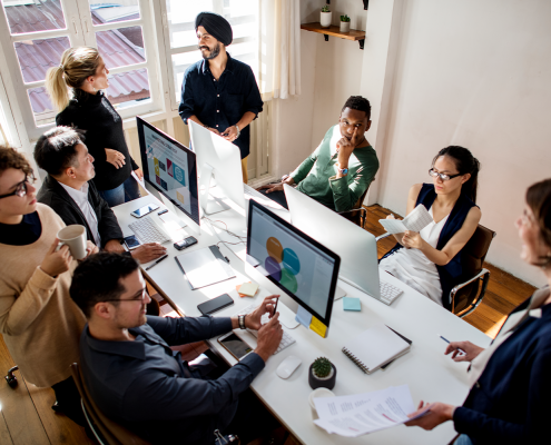 people at the office working